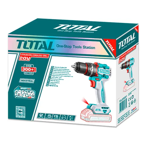 Vrtací šroubovák aku s příklepem, 20v li-ion, brushless, 2000mah, industrial, bez baterie a nabíječky TOTAL TIDLI205581
