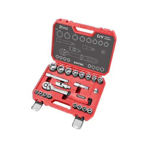 Hlavice nástrčné, sada 21ks, 1/2" EXTOL PREMIUM 8818323