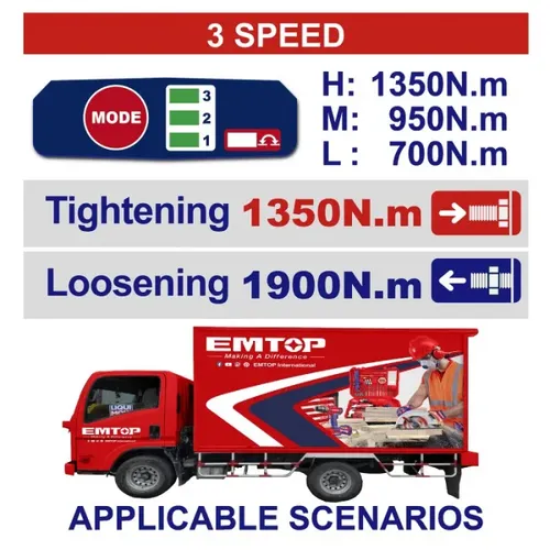 Emtop Aku rázový utahovák 20V 1350Nm 3/4" solo