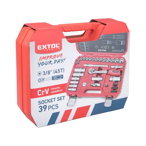 Hlavice nástrčné, sada 39ks, 3/8" EXTOL PREMIUM 8818322