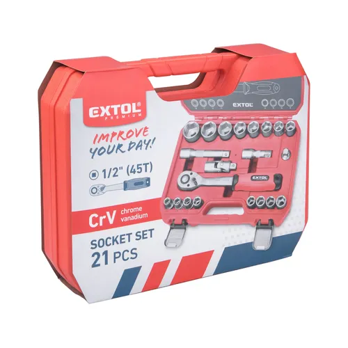 Hlavice nástrčné, sada 21ks, 1/2" EXTOL PREMIUM 8818323