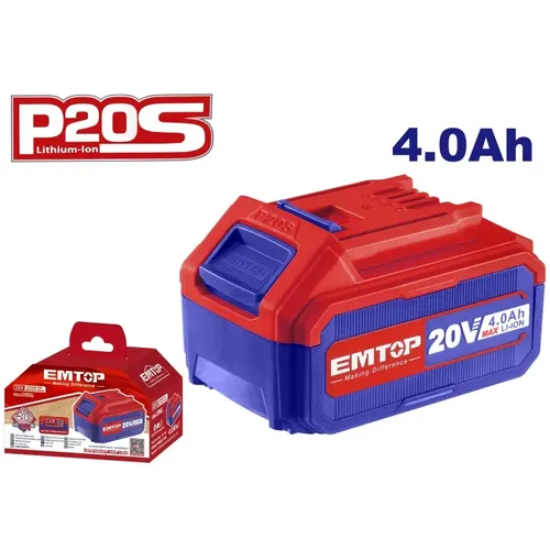 Emtop Aku vrtací šroubovák s příklepem 20V 96Nm 2x4.0Ah