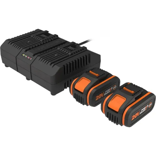 Worx power tools WA3611 -  2x akumulátor 20V, 4Ah + duální nabíječka 20V, 2A