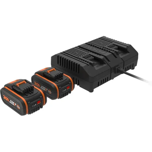 Worx power tools WA3611 -  2x akumulátor 20V, 4Ah + duální nabíječka 20V, 2A