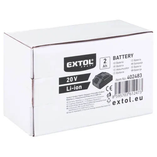 Baterie akumulátorová, 20v li-ion, 2ah EXTOL ENERGY 402483