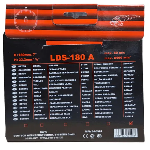 DWT LDS-180 A diamantový segmentový řezný kotouč ( 180 x 22,2 mm )