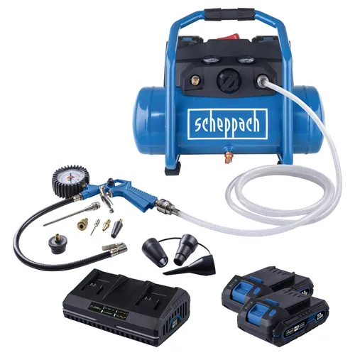 Scheppach C-ACT160/6-X-SET S2 2x20 V IXES aku bezolejový kompresor 6 l + 2x 2Ah baterie + duální nabíječka 2,4 A