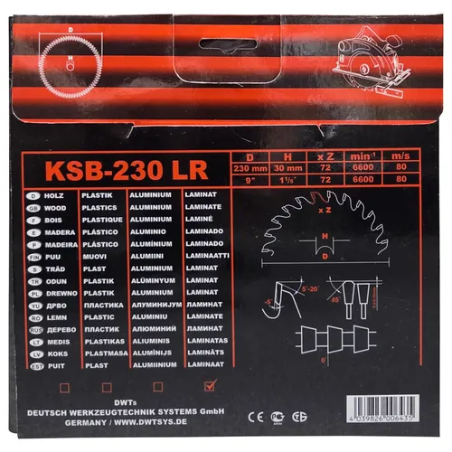 DWT KSB-230 LR pilový kotouč ( 230 x 30 x 2,2 mm, 72 Z )