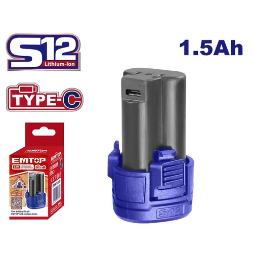 Emtop Aku vrtací šroubovák 12V 45Nm 2x1.5Ah
