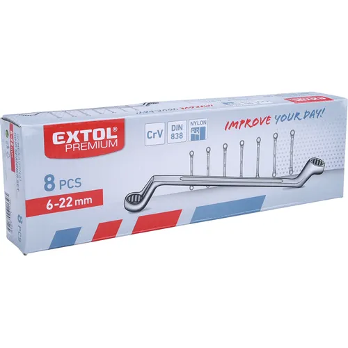 Klíče očkové vyhnuté, sada 8ks, 6-22mm, crv EXTOL PREMIUM 6219