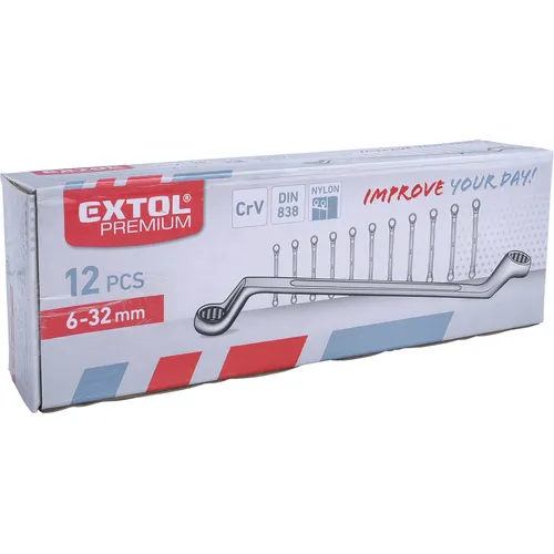 Klíče očkové vyhnuté, sada 8ks, 6-32mm, crv EXTOL PREMIUM 6233