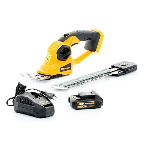 Riwall PRO RASH 2020 SET aku nůžky 20 V na trávu a keře + 2 Ah baterie + nabíječka