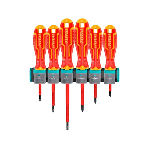 Šroubováky elektrikářské, sada 6ks, 1000v, vde, industrial, crv TOTAL THTIS566