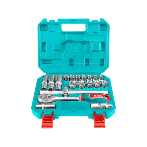Hlavice nástrčné, sada 20ks, 1,2", industrial, 1,2", industrial, cr-v(50bv30), tepelně tvrzeno TOTAL THT121201