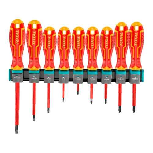 Šroubováky elektrikářské, sada 9ks, 1000v, vde, industrial, crv TOTAL THTIS596