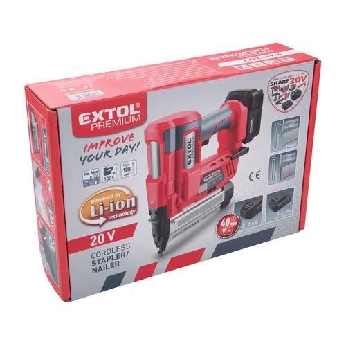 Hřebíkovačka/sponkovačka aku share20v, 2ah EXTOL PREMIUM 8891860
