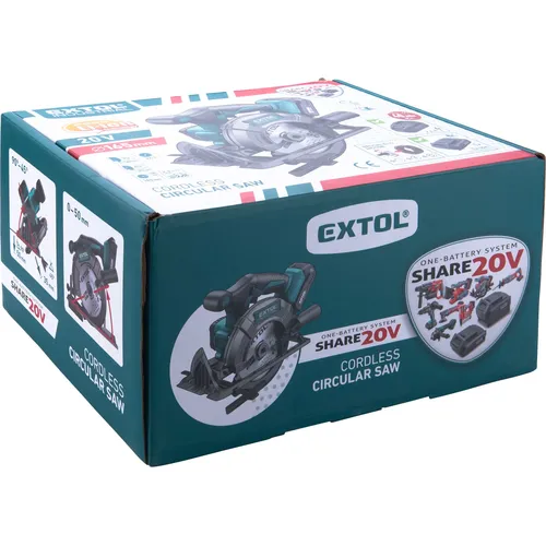 Pila kotoučová aku share20v, 165mm, brushless, 2ah EXTOL INDUSTRIAL 8791822