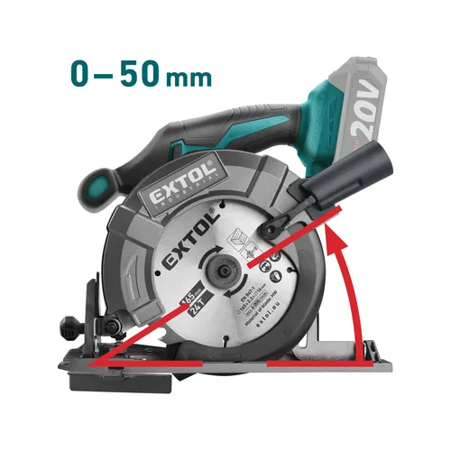 Pila kotoučová aku share20v, 165mm, brushless, bez baterie a nabíječky EXTOL INDUSTRIAL 8791823