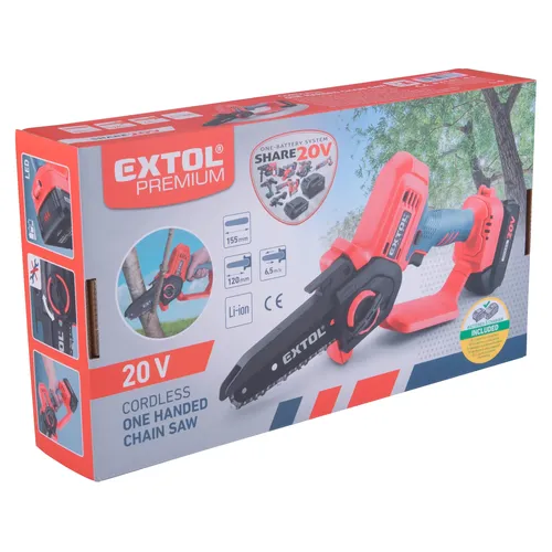 Pila řetězová aku jednoruční share20v, 12cm, 2ah EXTOL PREMIUM 8891922