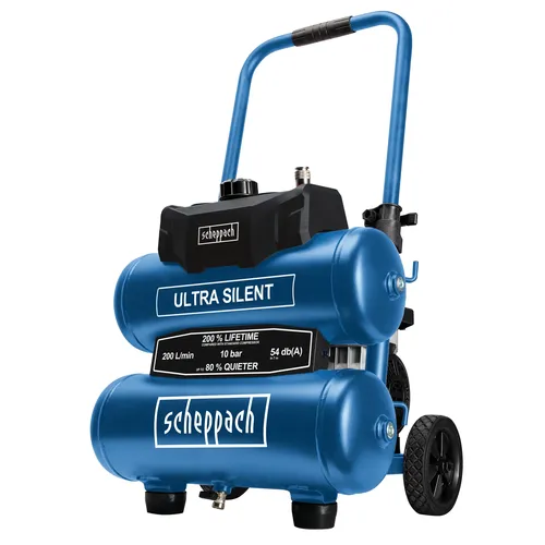 Scheppach HC 20 Si Twin ultra tichý bezolejový dvouválcový kompresor 20 L / 10 bar