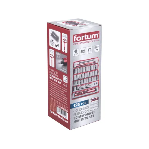 Šroubovák hodinářský aku s mini-hroty, sada 125ks, s2 FORTUM 4740820