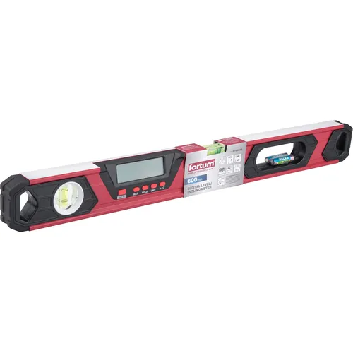 Vodováha elektronická/sklonoměr s magnety, 600mm, 2libely, přesnost 0,5mm/1m FORTUM 4783506
