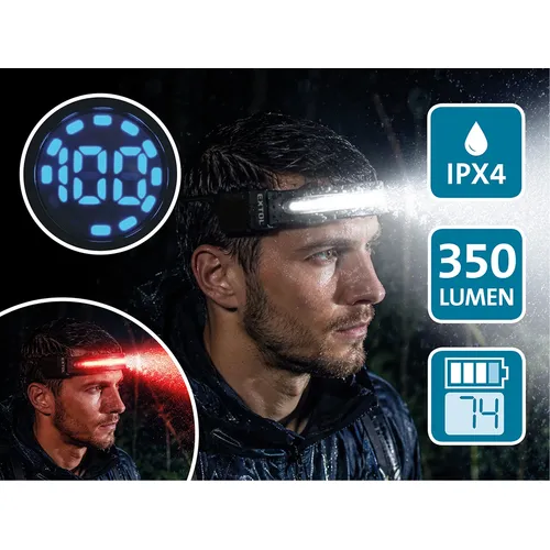 Čelovka 350lm, cob, usb nabíjení EXTOL LIGHT 43187