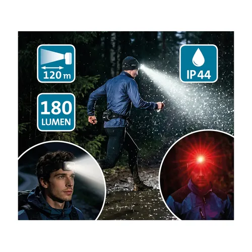Čelovka 180lm, xpg, usb nabíjení EXTOL LIGHT 43188