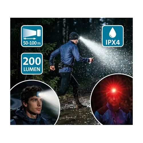 Čelovka 200lm, xpg, usb nabíjení EXTOL LIGHT 43189