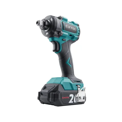 Utahovák rázový 2v1 (1/4" a 1/2") aku share20v, 430nm, brushless, 2ah EXTOL INDUSTRIAL 8791870