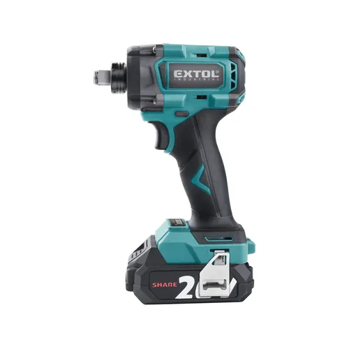 Utahovák rázový 2v1 (1/4" a 1/2") aku share20v, 430nm, brushless, 2ah EXTOL INDUSTRIAL 8791870
