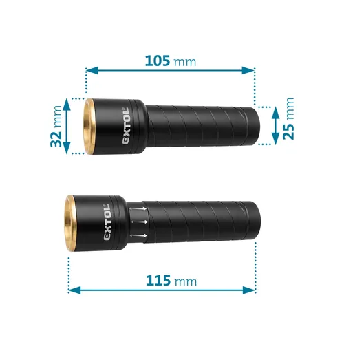 Svítilna 300lm, white laser led, zoom, usb nabíjení EXTOL LIGHT 43149