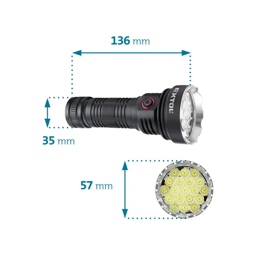 Svítilna 3200lm, usb nabíjení, 19x led EXTOL LIGHT 43170