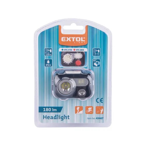 Čelovka 180lm, xpg EXTOL LIGHT 43467