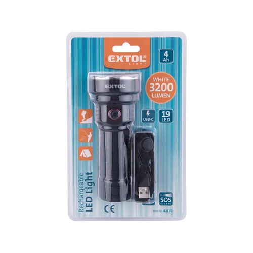 Svítilna 3200lm, usb nabíjení, 19x led EXTOL LIGHT 43170