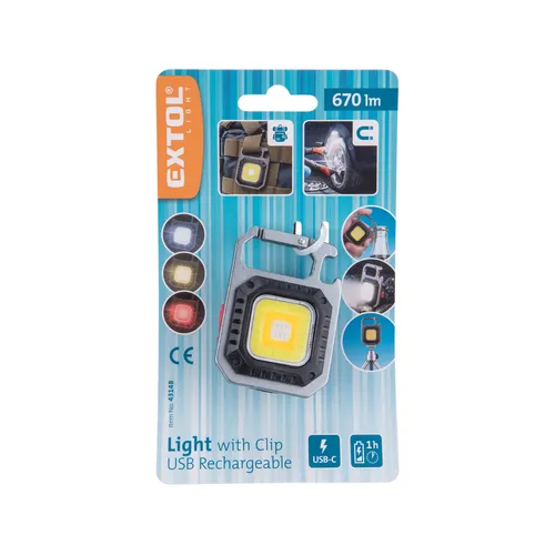 Světlo s klipem, 670lm, usb nabíjení EXTOL LIGHT 43148